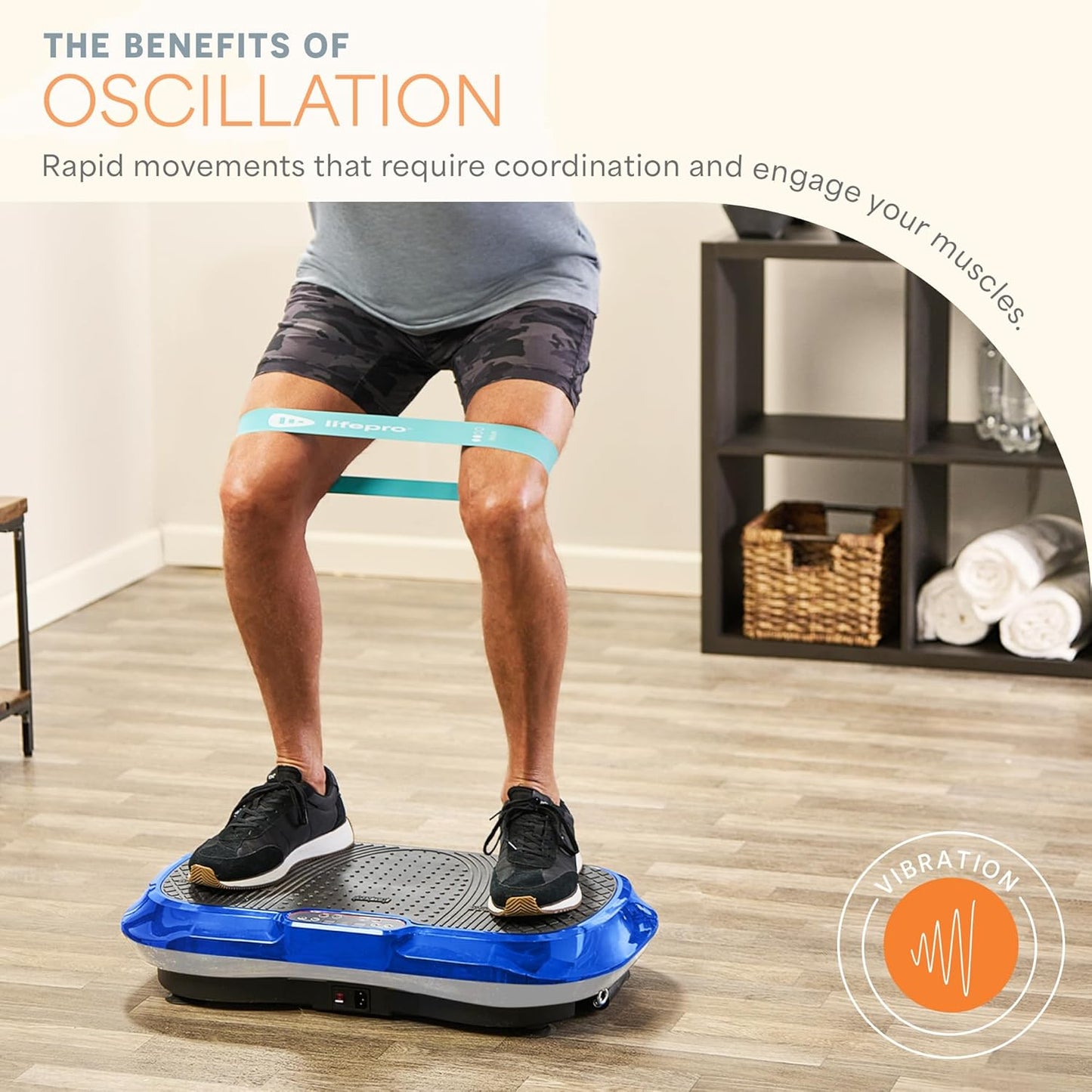 Waver Vibration Plate Exercise Machine – High-Intensity Vibration for Muscle Activation, Full-Body Workout Vibrating Platform with Loop Bands, Fitness Equipment for Strength Toning & Fat Loss