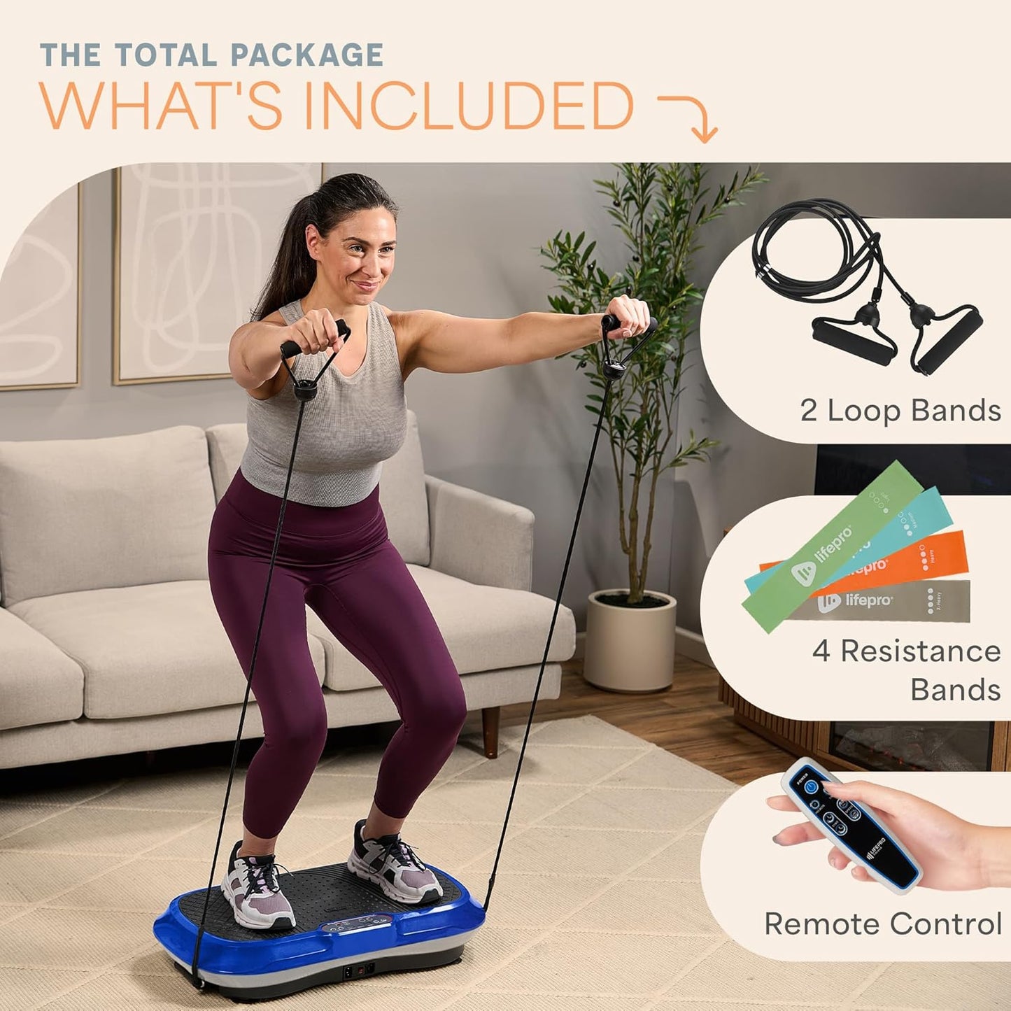 Waver Vibration Plate Exercise Machine – High-Intensity Vibration for Muscle Activation, Full-Body Workout Vibrating Platform with Loop Bands, Fitness Equipment for Strength Toning & Fat Loss