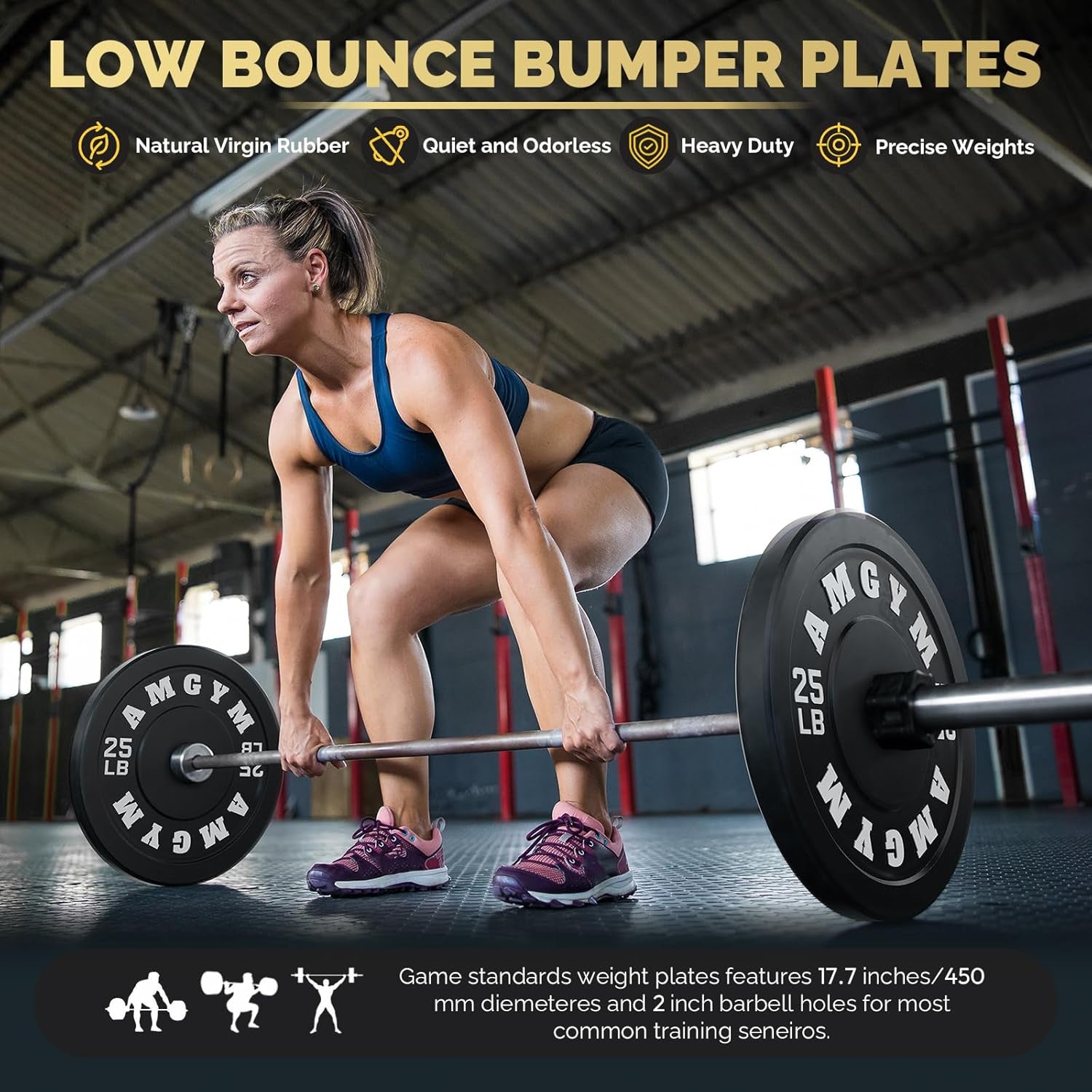 Bumper Plates Set Olympic Weight Plates Rubber Bumper Plates with Steel Insert Home Gym Strength Training Weight Sets Workout Weights 2 Inch Barbell Plates for Weight Lifting