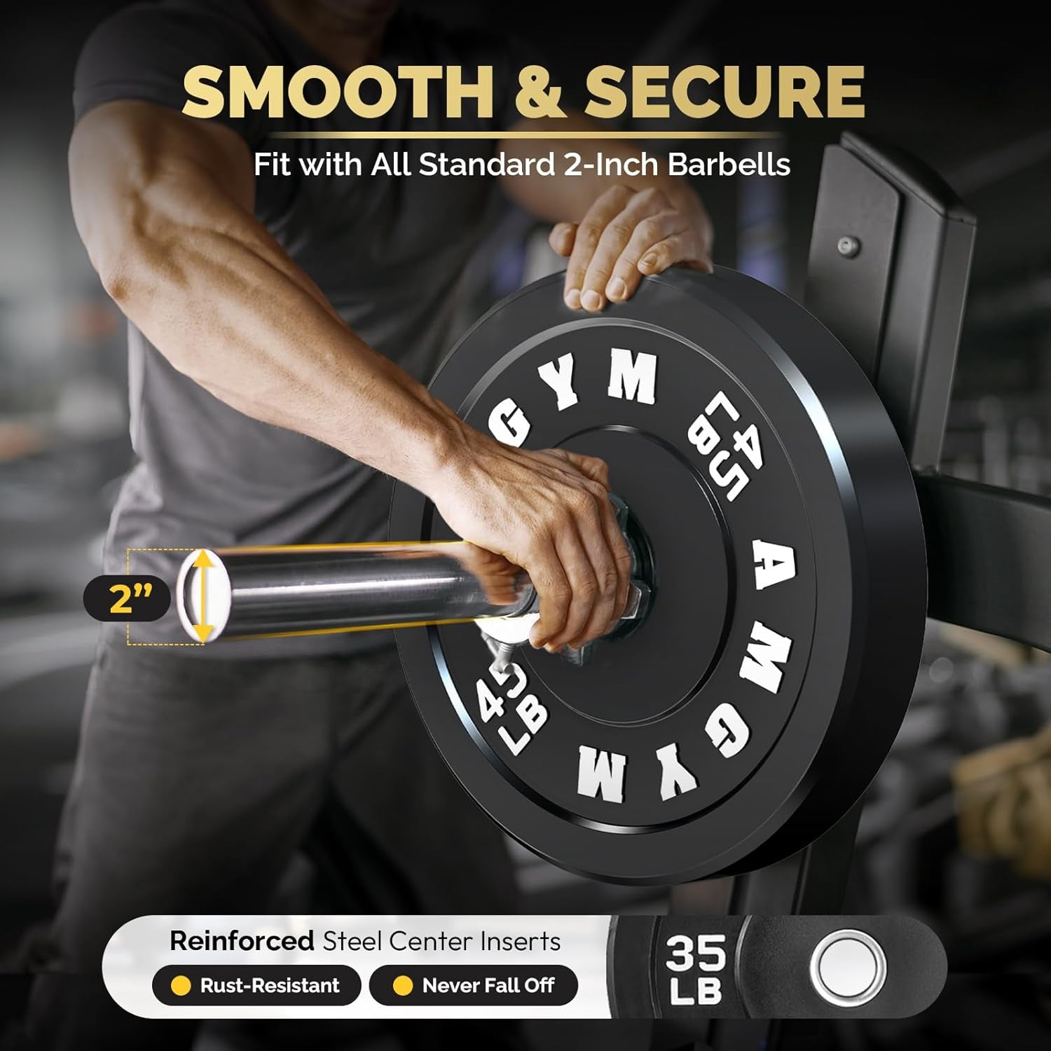 Bumper Plates Set Olympic Weight Plates Rubber Bumper Plates with Steel Insert Home Gym Strength Training Weight Sets Workout Weights 2 Inch Barbell Plates for Weight Lifting