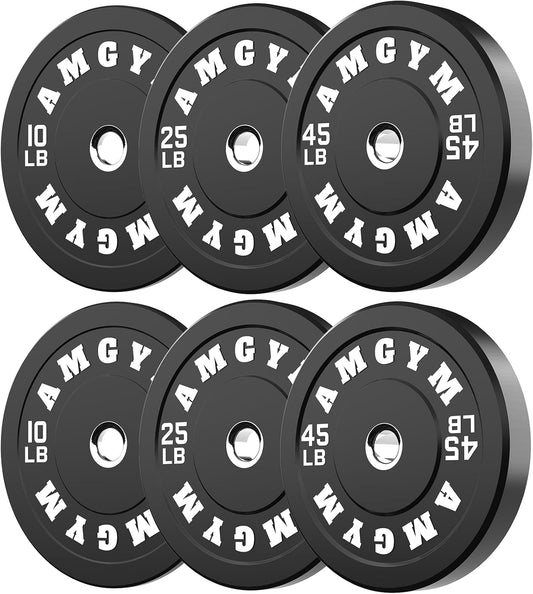 Bumper Plates Set Olympic Weight Plates Rubber Bumper Plates with Steel Insert Home Gym Strength Training Weight Sets Workout Weights 2 Inch Barbell Plates for Weight Lifting