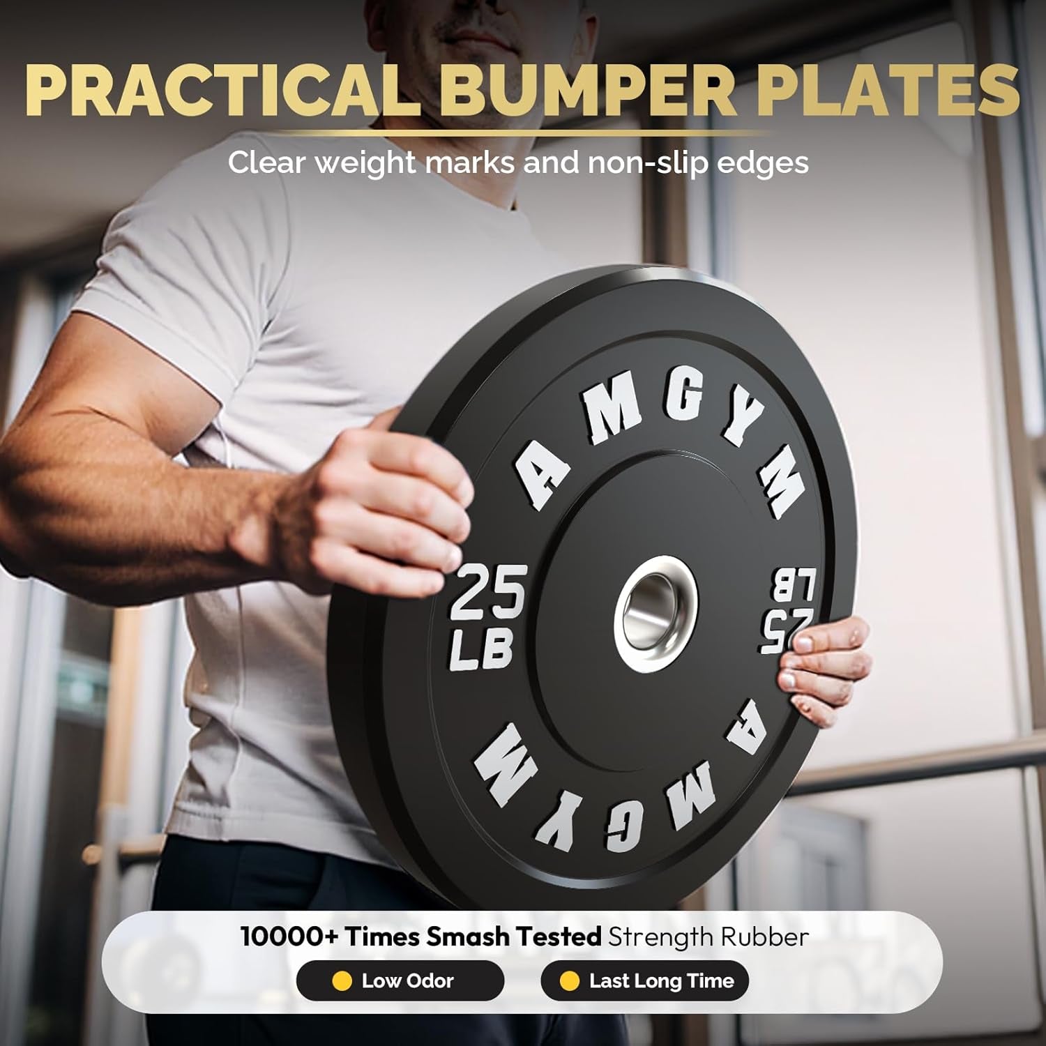 Bumper Plates Set Olympic Weight Plates Rubber Bumper Plates with Steel Insert Home Gym Strength Training Weight Sets Workout Weights 2 Inch Barbell Plates for Weight Lifting